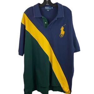 90's Vintage Polo Ralph Lauren Logo Color Block Men's Polo Top Size XXL